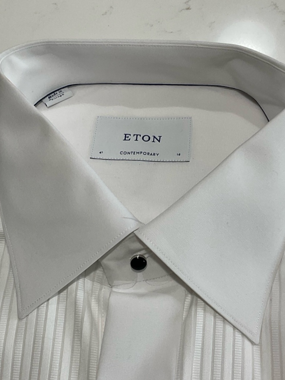 Eton Contemporary White Pleated Tuxedo Shirt 41/16 NWT French Cuff Formal - Picture 5 of 5